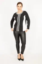 Kadın Siyah Büyük Beden Ön Fermuarlı Astarsız Spor Ceket