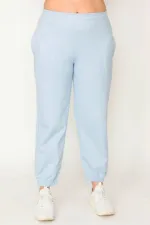 Kadın Gri Pamuklu Kumaş İçi Şardon Paça Ve Bel Lastikli Cep Detaylı Eşofman Alt  65N30436