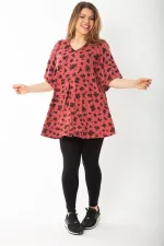 Kadın Büyük Beden Oranj Önü A Pileli V Yakalı Bluz 65N37663