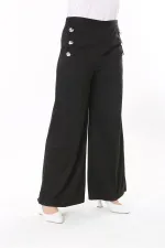 Kadın Büyük Beden Beyaz Süs Metal Düğmeli Cepsiz Pantolon 65N37817