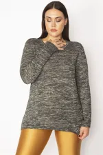 Kadın Füme Taş Detaylı Kırçıllı Bluz 65N29600