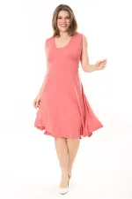 Kadın Haki Anvelop Yakalı Arka Bel Lastikli Kolsuz Likralı Viskon Elbise 65N37872