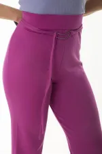 Kadın Büyük Beden Fujya Beli Lastik Ve Metal Tokalı Bağcık Detaylı Geniş Paça Pantolon 65N36998