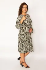 Kadın Renkli Bel Detaylı Uzun Kollu Elbise 65N34050