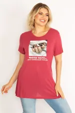 Kadın Gül Kurusu Dijital Baskılı Bluz 65N34685