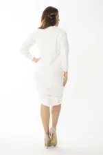 Kadın Büyük Beden Kemik Eteği Lastik Büzmeli Sweatshirt Elbise 65N37082