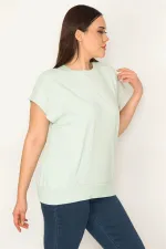 Kadın Yeşil Kup Detaylı Ribanalı Kolsuz Sweatshirt 65N31445