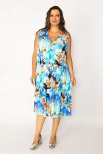 Kadın Renkli Anvelop Yakalı Renkli Elbise 65N34022