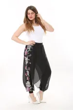 Kadın Büyük Beden Lacivert İçi Viskon Pantolonlu Şifon Anvelop Görünümlü Şalvar   65N37631