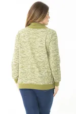 Kadın Büyük Beden Kuşgözü Bağcık Ve Süs Düğme Detaylı Kanguru Cepli Dik Yaka Sweatshirt 65N37122