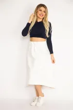 Women's Bone Waist Wide Elastic and Cup Detailed Embossed Fabric Skirt 26A35164