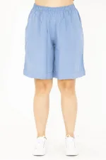 Kadın Büyük Beden Antrasit Dokuma Viskon Kumaş Beli Lastikli Şort 65N36801