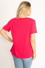 Kadın Fujya Taş Detaylı Bluz 65N34525