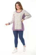 Kadın Büyük Beden Lacivert Süs Düğme Ve Kup Detaylı Sweatshirt 65N37121