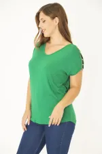 Kadın Bej Omuz Dekolteli İnci Detaylı Viskon Tunik 65N15453