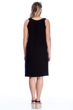 Kadın Haki Viskon Cepli Rahat Kesim Elbise 65N24217