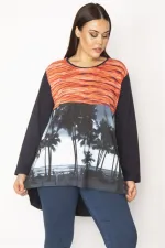 Kadın Lacivert Ön Baskılı Bluz 65N29544