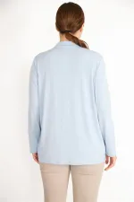 Kadın Büyük Beden Tek Düğmeli Astarsız Cepli Hırka 65N38078