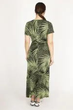 Kadın Mor Büyük Beden Anvelop Yakalı Renkli Uzun Elbise