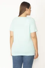 Kadın Yeşil Büyük Beden Pamuklu Kumaş Yaka Dantelli Bluz 65N35688