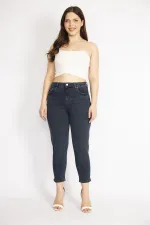 Kadın Lacivert Büyük Beden 5 Cepli Kot Pantolon