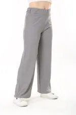 Kadın Büyük Beden Gri Beli Lastikli Bürümcük Pantolon 65N37888