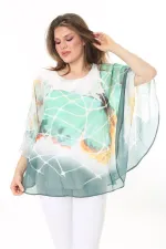 Kadın Büyük Beden Yeşil İçi Viskon Atletli Şifon Tunik 65N37912