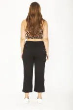 Kadın Büyük Beden Siyah Beli Bağcıklı Eşofman Alt 65N36805