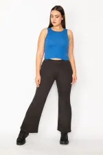 Kadın Siyah Geniş Paça Strech Pantolon 65N35423