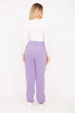 Kadın Lila 3 İplik Kumaş Kup Dikişli Eşofman Alt 65N35279