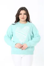 Pull en maille brodé Suzine vert grande taille pour femme 65N38862