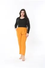 Kadın Büyük Beden Oranj Beli Lastikli Yan Cepli Pantolon 65N38929