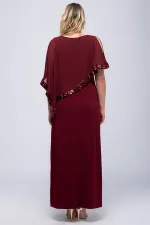 Kadın Bordo Şifon Ve Payet Detaylı Abiye Elbise 65N23491