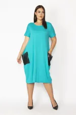 Kadın Bordo Cebi Payet Detaylı Viskon Elbise 65N28931