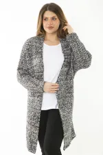 Kadın Büyük Beden Renkli Kalın Triko Hırka 65N37176