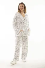 Kadın Büyük Beden Kemik Dokuma Viskon Kumaş Ön Fermuarlı Bluz Pantolon İkili Takım 65N37005