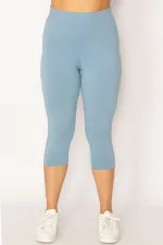 Kadın Bebe Mavisi Pamuklu Kumaş Tayt Kapri  65N34244