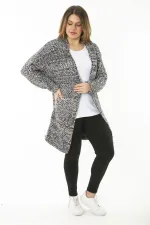 Kadın Büyük Beden Renkli Kalın Triko Hırka 65N37176