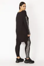 Kadın Siyah Yan Garni Detaylı Bisiklet Yakalı Bluz Ve Beli Lastikli Pantolon Takım 65N28371