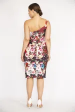 WOMEN'S COLORFUL ONE-SHOULDER STRAP FRONT SLITTLE DRESS