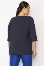 Kadın Lacivert Biye Ve Kup Detaylı Tunik 65N29275