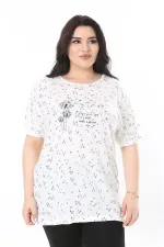 Kadın Büyük Beden Kemik Bisiklet Yakalı Kısa Kollu Bluz 65N38007