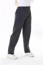 Kadın Büyük Beden Füme Biye Detaylı Yan Cepli Beli Lastikli Eşofman Alt 65N37840