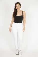 Kadın Kemik Büyük Beden Arka Cep Nakışlı Likralı 5 Cep Kot Pantolon