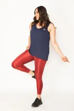 KADIN LACİVERT ARKA ROBASI TÜL SPOR BLUZ