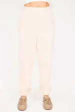 Kadın Bej 3 İplik Polar Kumaş İçi Şardonlu Eşofman Alt 65N35293