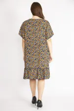 Kadın Bordo Büyük Beden Bisiklet Yakalı Etek Ucu Katlı Elbise