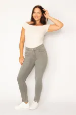 Kadın Gri Likralı Skınny Kot Pantolon 65N34357