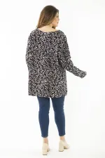 Kadın Büyük Beden Mor Yaka Pileli Kapri Kollu Bluz 65N37148