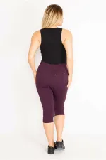 Kadın Mürdüm Ön Süs Ve Arka Cepli Tayt  65N35202